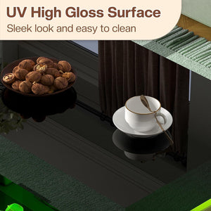3-Piece Coffee & End Table Set with LED Light & Charging Station – Black