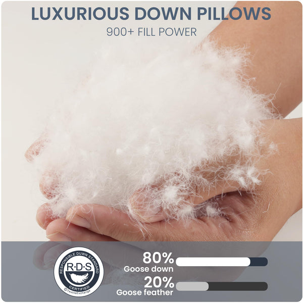 White Goose Down Pillow – 900 Fill Power, 700TC Cotton Shell
