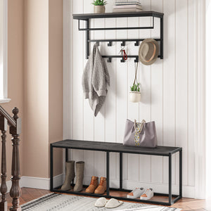 Industrial Dining Bench 47.2 Inch — Engineered Wood & Metal Frame