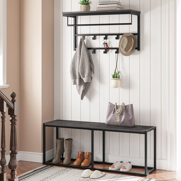 Industrial Dining Bench 47.2 Inch — Engineered Wood & Metal Frame