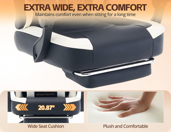 Ergonomic Leather Office Chair – Pocket Spring Cushion, Headrest, Footrest & Reclining Backrest