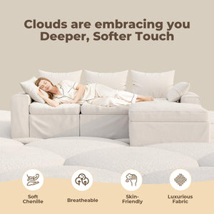 108-Inch Modular Cloud Sectional Sofa with Ottoman – Warm White