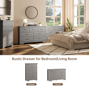 5-Drawer Dresser Chest with Wood Tabletop