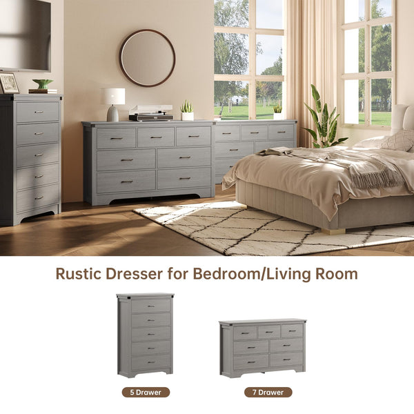 5-Drawer Dresser Chest with Wood Tabletop