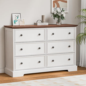 6-Drawer Dresser with Anti-Tip Kit – White Bedroom Chest