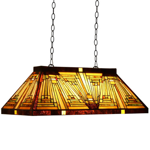 Tiffany Style Pool Table Pendant Light – 3-Light 28" Wide