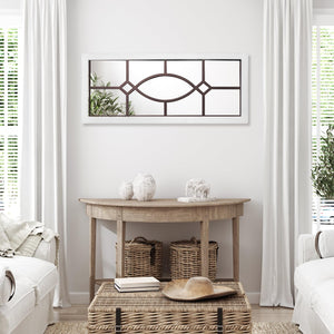Farmhouse Wall Mirror – White Wood Frame 43.3" x 17.7"