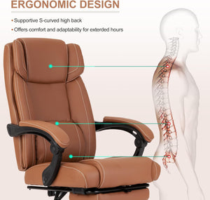 Reclining Office Chair with Footrest & Lumbar Support