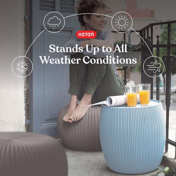 Outdoor Pouf Ottoman Set with Storage Table