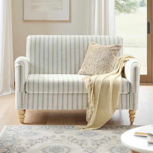 Compact Farmhouse Loveseat Sofa with Rubberwood Legs