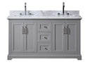 60" Double Sink Bathroom Vanity with Marble Countertop