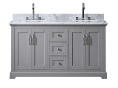 60" Double Sink Bathroom Vanity with Marble Countertop