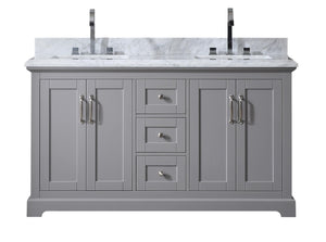 60" Double Sink Bathroom Vanity with Marble Countertop