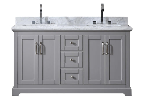 60" Double Sink Bathroom Vanity with Marble Countertop