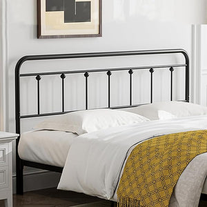 Queen Size Metal Farmhouse Headboard – Adjustable Height, Black
