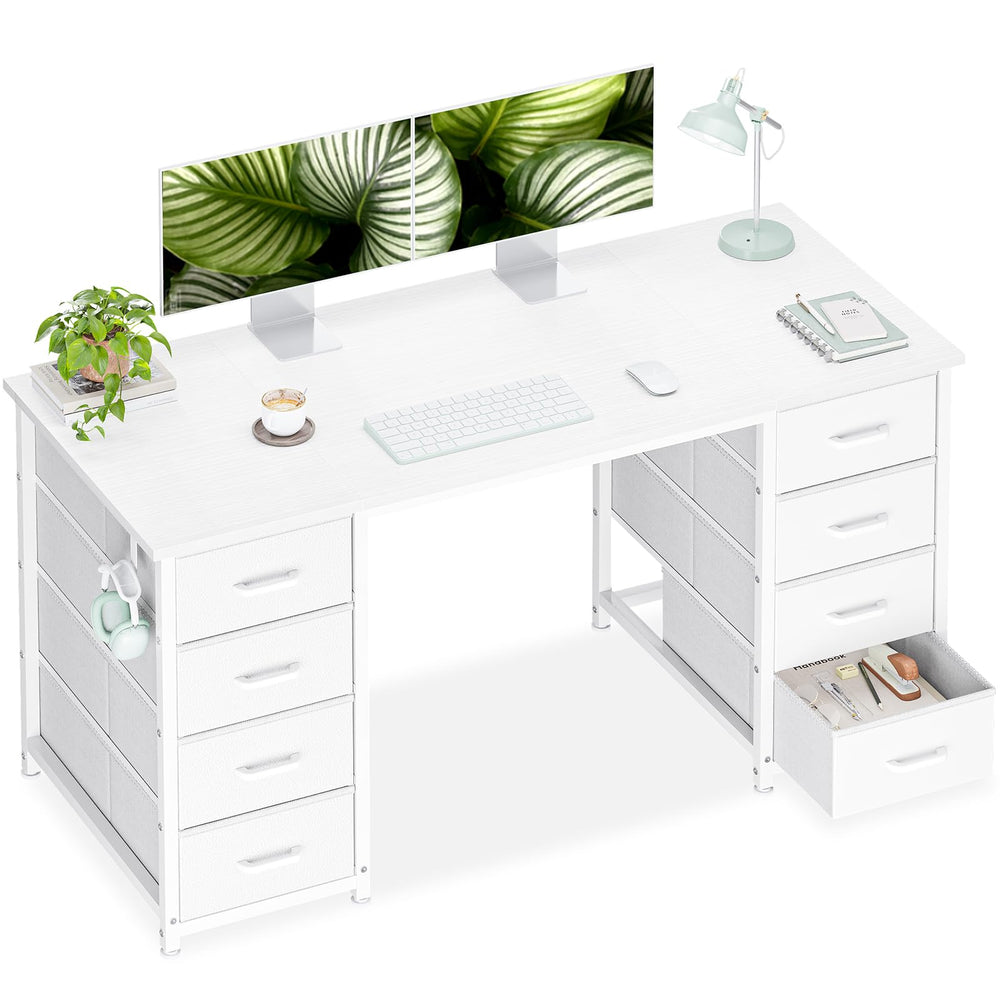Computer Desk with 8 Fabric Drawers | Metal Frame | Home Office