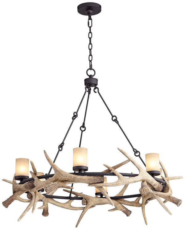 Rustic Antler Chandelier – 6-Light Round Ceiling Fixture