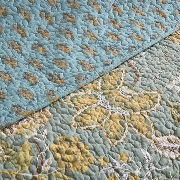 Floral Cotton Quilt Set – Reversible Bedspread Coverlet