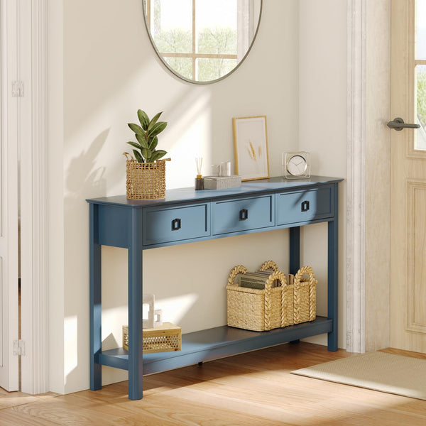 53.1" Console Table with 3 Drawers & Open Shelf