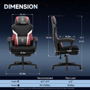 Ergonomic Mesh Gaming Chair with Footrest