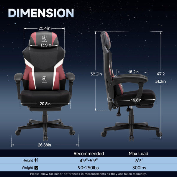 Ergonomic Mesh Gaming Chair with Footrest