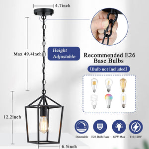 Farmhouse Pendant Lights 2-Pack – Metal Cage Ceiling Hanging Lamps