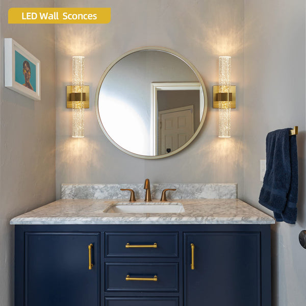 LED Crystal Bubble Glass Wall Sconce – Indoor Vanity Light Fixture