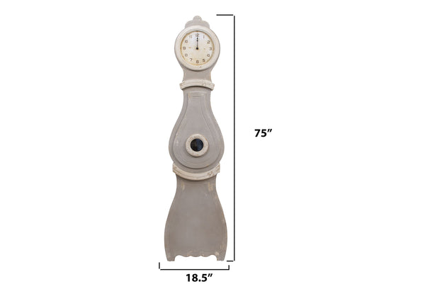 Distressed Grey Wood Grandfather Wall Clock