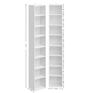 8-Tier Tall Narrow Bookshelf Set of 2, 71" Corner Bookcase