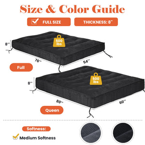8" Futon Mattress | Roll-Up Floor Sofa Bed