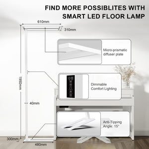 76" Motion Sensor Floor Lamp – 105W Dimmable LED, Full Spectrum, 8400LM