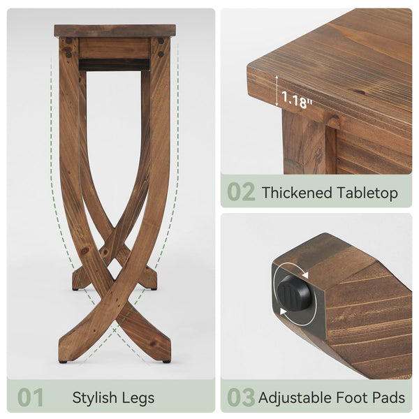 63" Solid Wood Farmhouse Console Table