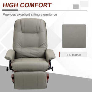 Faux Leather Swivel Recliner Chair with Footrest