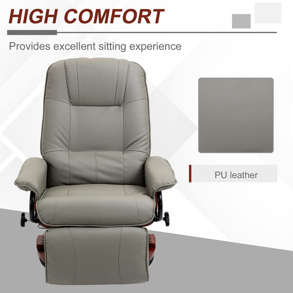 Faux Leather Swivel Recliner Chair with Footrest