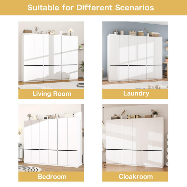 White Wardrobe Closet with Doors & Hanging Rod