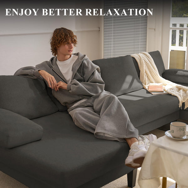 110" U-Shaped Sectional Sofa with Double Chaise