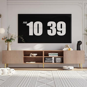 86-Inch TV Stand with Fluted Doors & Adjustable Shelves