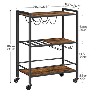 3-Tier Bar Cart with Wheels