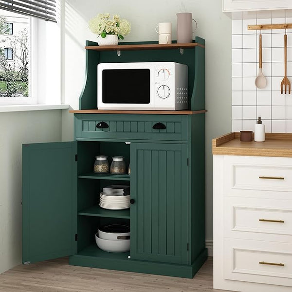 54" Kitchen Microwave Cabinet with Storage & Drawers