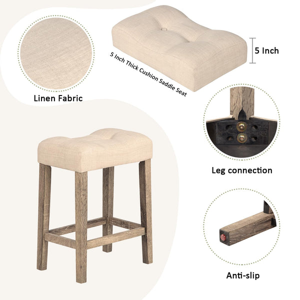 4-Piece Bar Table Set with USB Port & Upholstered Stools