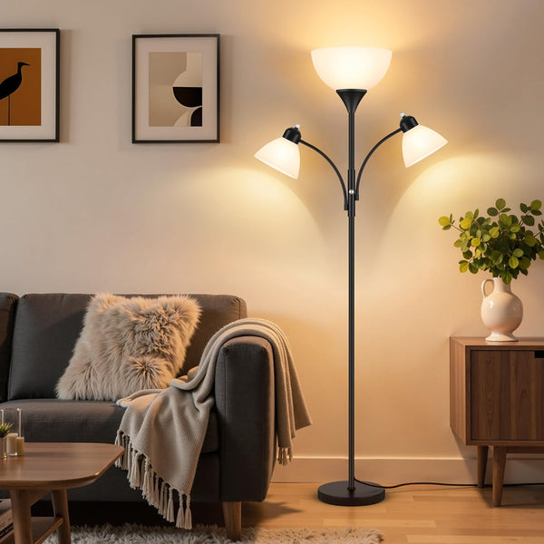 72" Dimmable Torchiere Floor Lamp with 2 Reading Lights