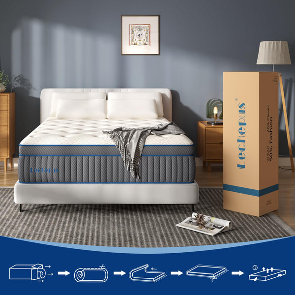 14-Inch Medium Plush Hybrid Mattress with Cooling Gel Memory Foam