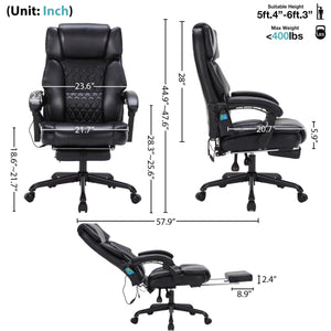 Massage Office Chair with Footrest, Heat & Reclining – 400 lbs Capacity