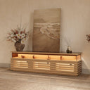 Mid-Century Modern TV Stand 71" with LED Lights & Ventilated Storage