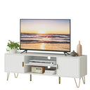 TV Stand for 55-65 Inch TV with Storage Cabinets and Gold Accents