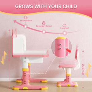 Height Adjustable Kids Desk and Chair Set