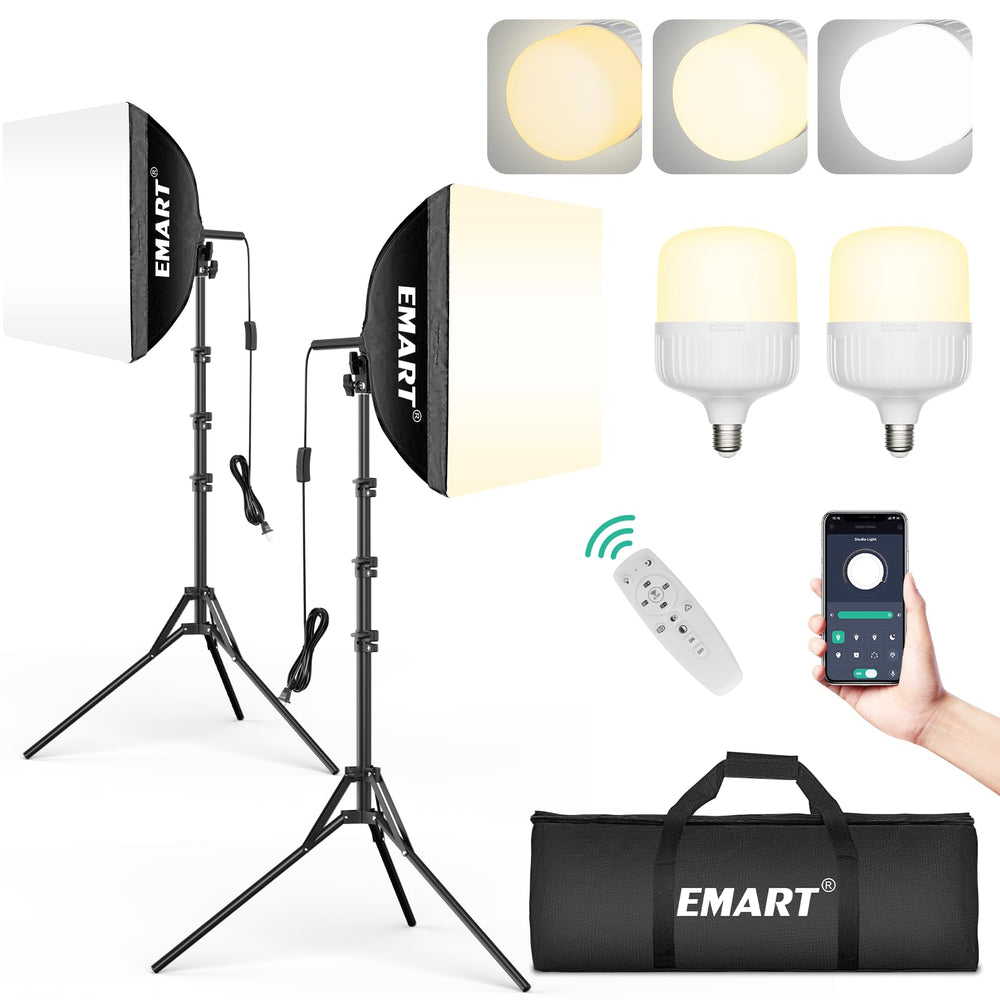 Softbox Photography Lighting Kit with LED Bulb & Remote Control