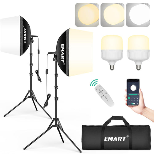 Softbox Photography Lighting Kit with LED Bulb & Remote Control
