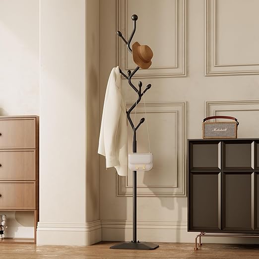Tree-Shaped Metal Coat Rack Stand with 8 Hooks