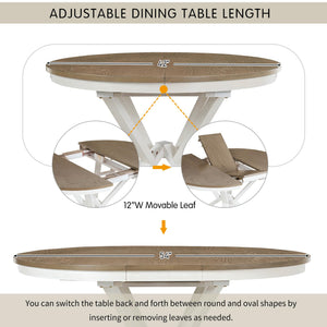 Round Extendable Dining Table Set for 4, 5-Piece